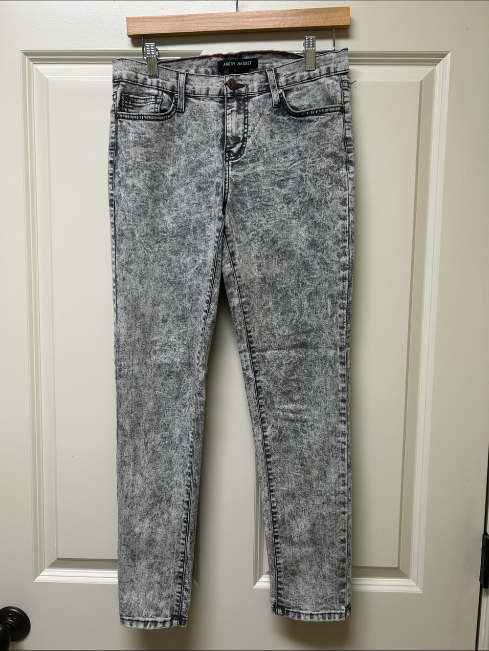 Angry Rabbit Women's Grey Acid Wash Skinny Jeans